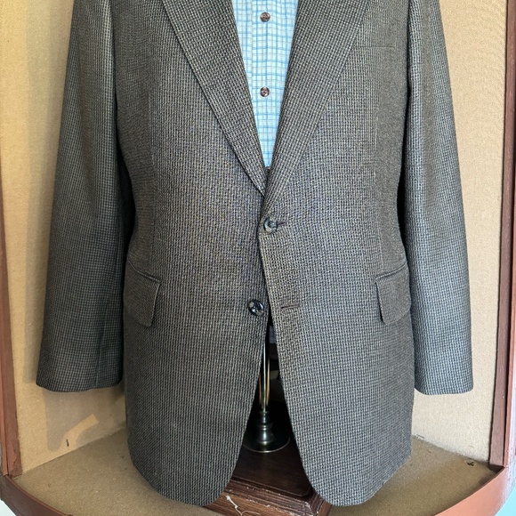 Size 40 Brown / black mini checkered 2 button jacket - Picture 2 of 5